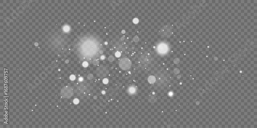 Magical Shiny Glitter Overlay with Floating White Light Particles on Dark Background