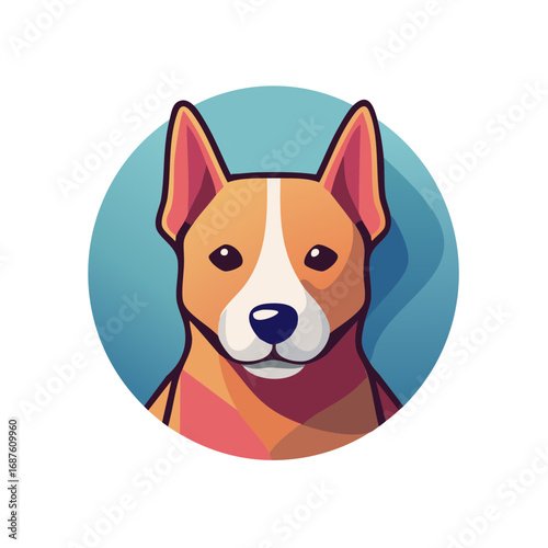 Cute Dog Portrait Artwork in Circle Gradient Background Pet Animal Design