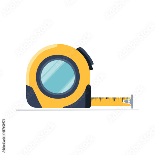 Illustration of a Yellow and Black Measuring Tape Isolated Tool
