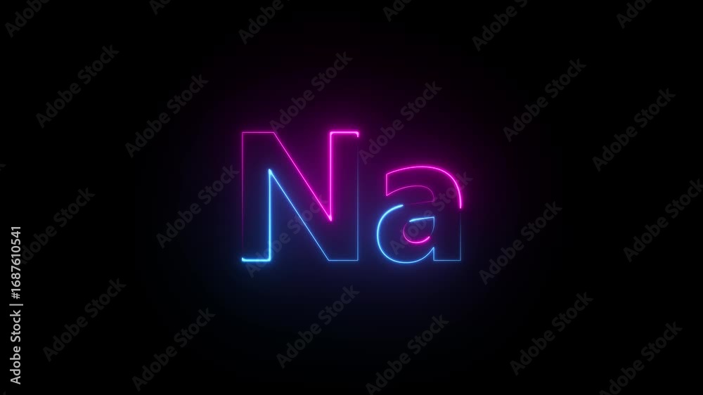 Neon sign spelling out Na in blue and pink letter chemistry Neon sign spelling out Na in blue and pink letter chemistry