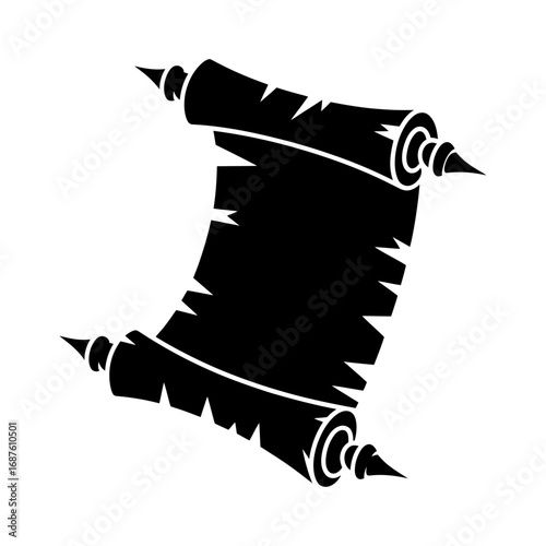 ancient scroll unraveling with text design silhouette vector