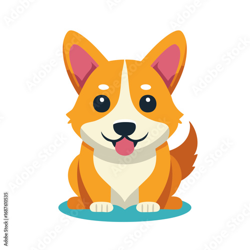 Cute smiling cartoon corgi dog illustration