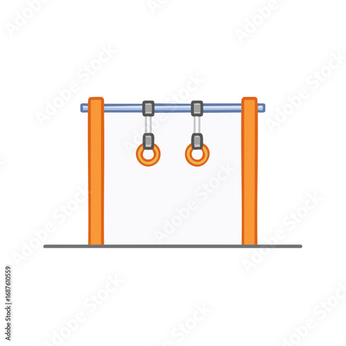 Gymnastic Rings Suspended from Bar for Athletic Training and Exercise