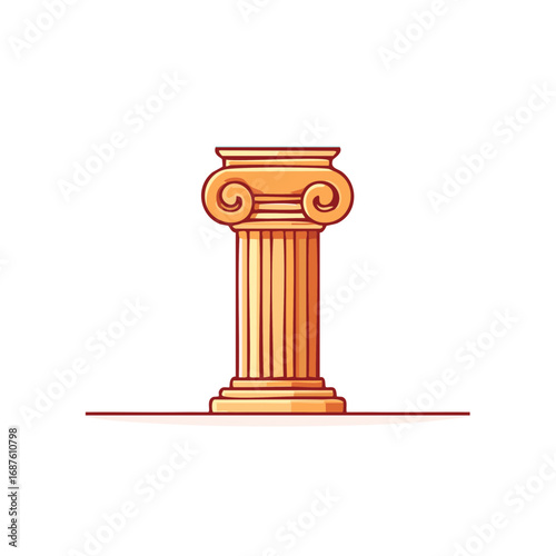 Stylized golden Ionic column with traditional volute capital representing classical architecture and strength