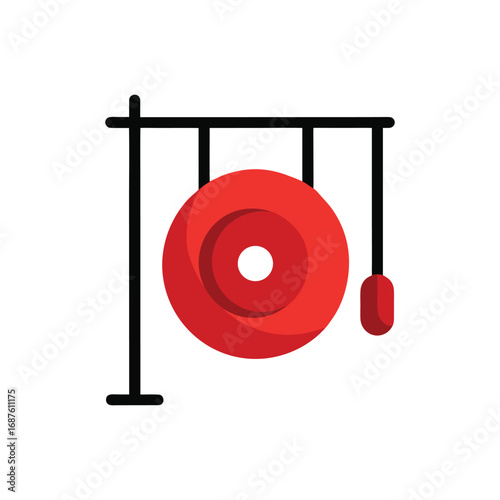 A colorful suspended gong musical instrument vector art illustration