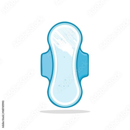 Sanitary napkin with wings vector illustration. Menstrual pad icon for feminine hygiene.