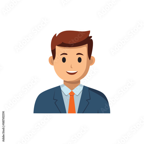 Cartoon Man in Business Suit: Animated Portrait of a Smiling Professional
