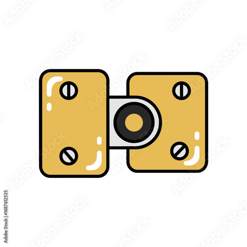 Hinge illustration in yellow and black colors on a transparent background - concept