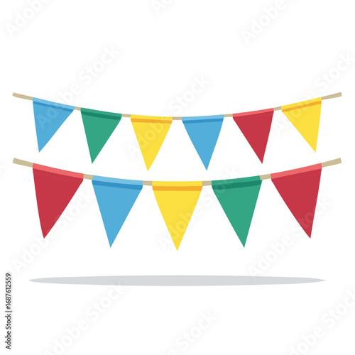 Party Pennant Banners with Colorful Triangle Flags for Celebrations or Decoration