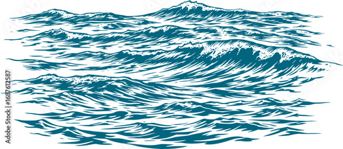 Illustration of Waves on Sea, Ocean and Lake Water Surface Texture, water vector
