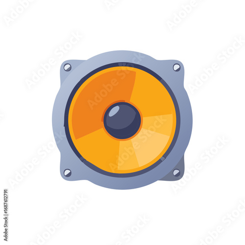 Vibrant Loudspeaker Illustration: Dynamic Orange and Yellow Tone Quality Sound System