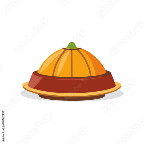 Traditional Chinese Manchu Hat with Red Brim Vector Illustration