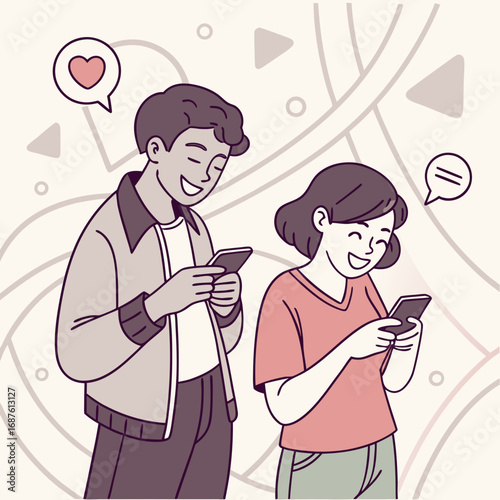Vector drawing of an angry cartoon woman and a man, showing a family love graphic art