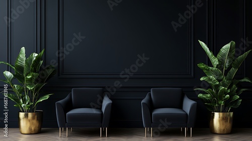 Beautiful Apartment, Sofa, Chair, Dining Table wall Mockup Interior design of modern living room