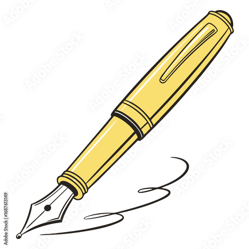 Elegant fountain pen vector illustration, a classic writing instrument for business and signature