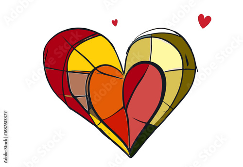 multicolored heart made of windflower