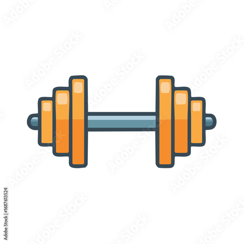 Vibrant dumbbell illustration displays fitness equipment for strength training workout and exercise routine