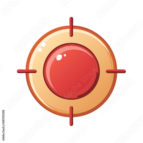 Glossy red target icon with orange ring and crosshairs illustration