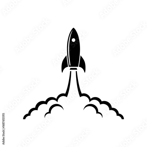 rocket ship adventure silhouette vector with smoke trail