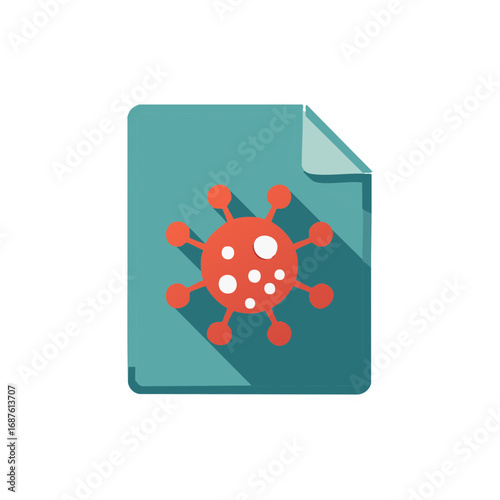Virus icon on document with paper shadow, concept of infection or spread of disease