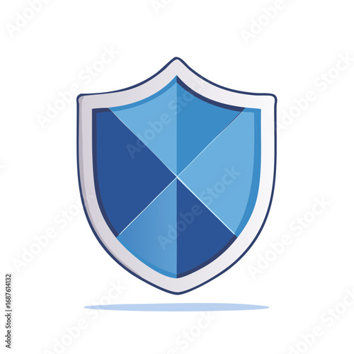 Blue Shield Symbol with Four Sections, Modern Graphic for Security, Protection, and Guarding Against Threats