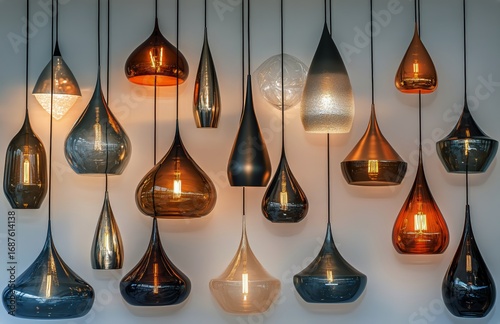 Unique Hanging Light Fixtures Create a Modern Ambiance in a Cozy Indoor Space