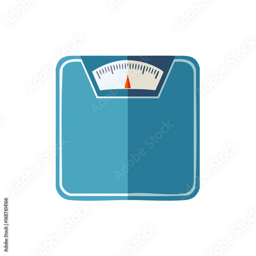 Weight scale illustration. Weighing machine in blue color.  Health and fitness concept.