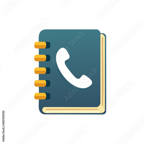 Contact list with telephone handset icon. Phone book, notebook or organizer