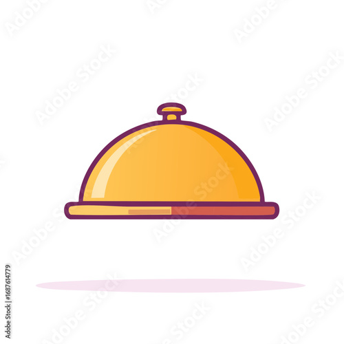 Golden cloche icon for restaurant and hotel service vector illustration