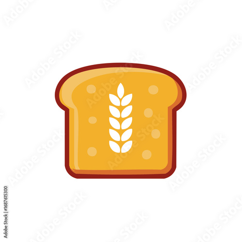 Stylized Slice of Bread with Wheat Decoration Food Related Icon Graphic Illustration