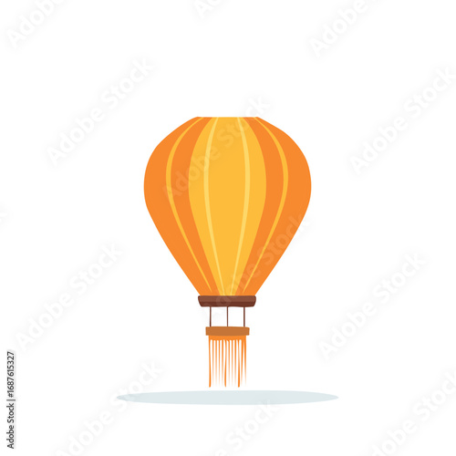 Yellow and orange cartoon style hot air balloon floating concept