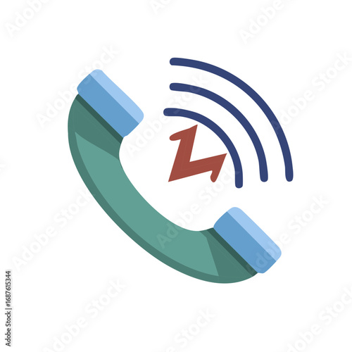 Retro Telephone Handset with Emergency Call Signal, Communication Icon