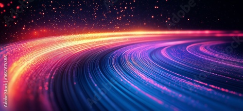 Colorful Light Trails Create a Mesmerizing Abstract Pattern in a Vibrant Cosm...