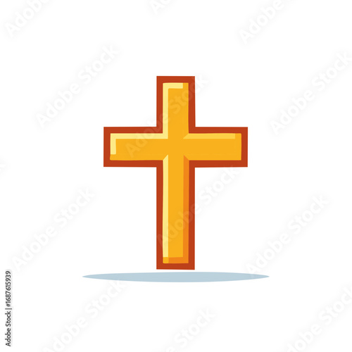 Illustration of a golden cross, Christian symbol of faith and hope