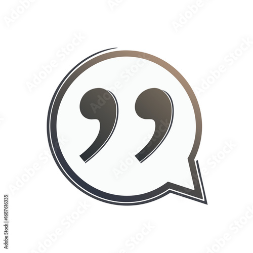 Speech bubble with quotation marks icon illustration.
