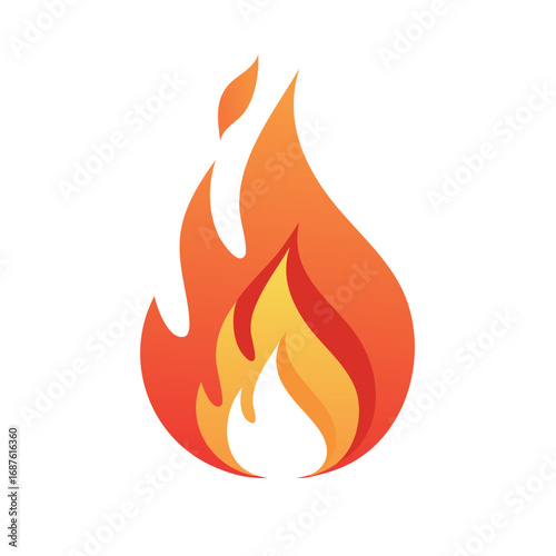 Vibrant abstract fire flame icon symbol with red orange yellow gradient