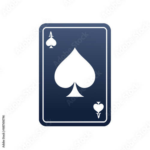 Dark Blue Ace of Spades Playing Card Icon for Casino Games and Poker