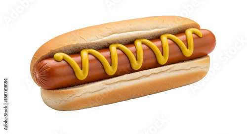 Classic Hot Dog with Mustard on a Bun.