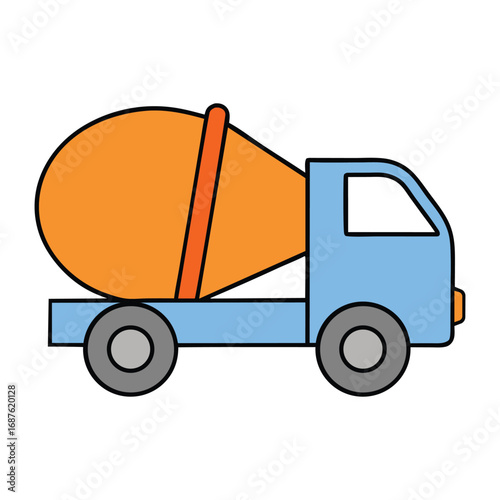 Simple Toy Cement Mixer Truck White Background Vector Art
