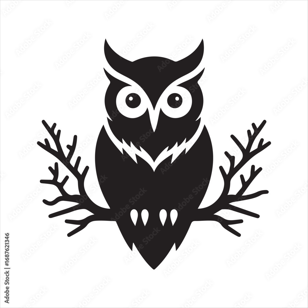 Fototapeta premium halloween owls vector silhouette sketch art logo illustration