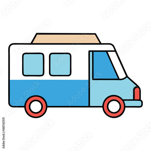 Simple Toy Ice Cream Truck White Background Vector