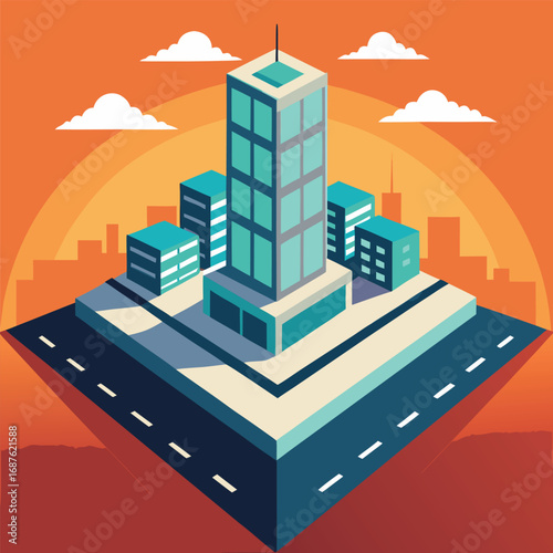 flat vector city block with roads (2).eps