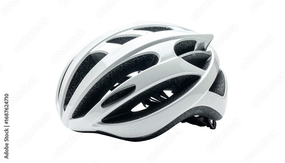 Fototapeta premium White bicycle helmet isolated on transparent background promoting cycling safety