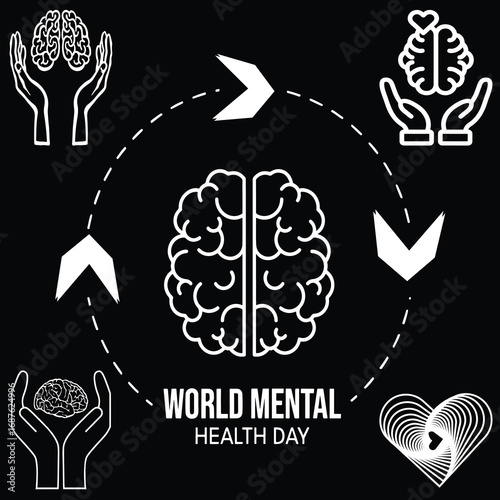 World Mental Health Day promoting awareness support and care for mental well-being around the globe emphasizing compassion understanding and the importance of brain health for all