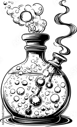 Magical potion bottle — outline vector of fantasy alchemy icon