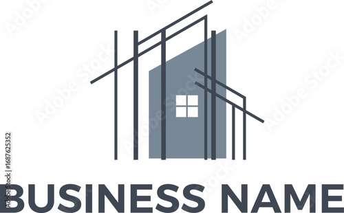 Real Estate property house interior design minimalist logo design in editable vector file and PNG Transparent file 