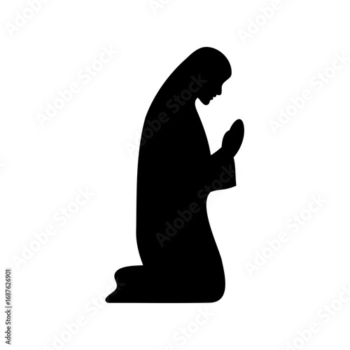 A Silhouetted Depiction of a Person Praying on Their Knees Gracefully