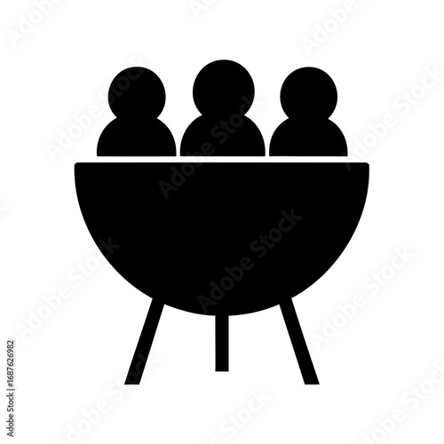 Silhouette of three people at a conference or in a group meeting