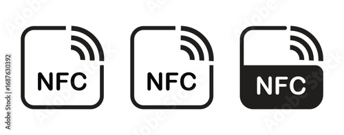 NFC Contactless Payment Icon Set, Vector Illustration