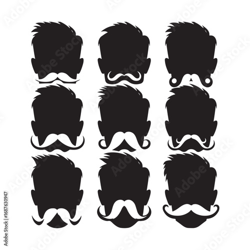 man mustaches vector sketch art silhouette idea illustration